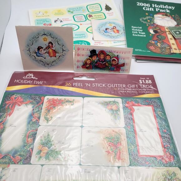 Large Lot of Vintage Gift Tags Stickers Cards Holiday Christmas - Picture 9 of 10